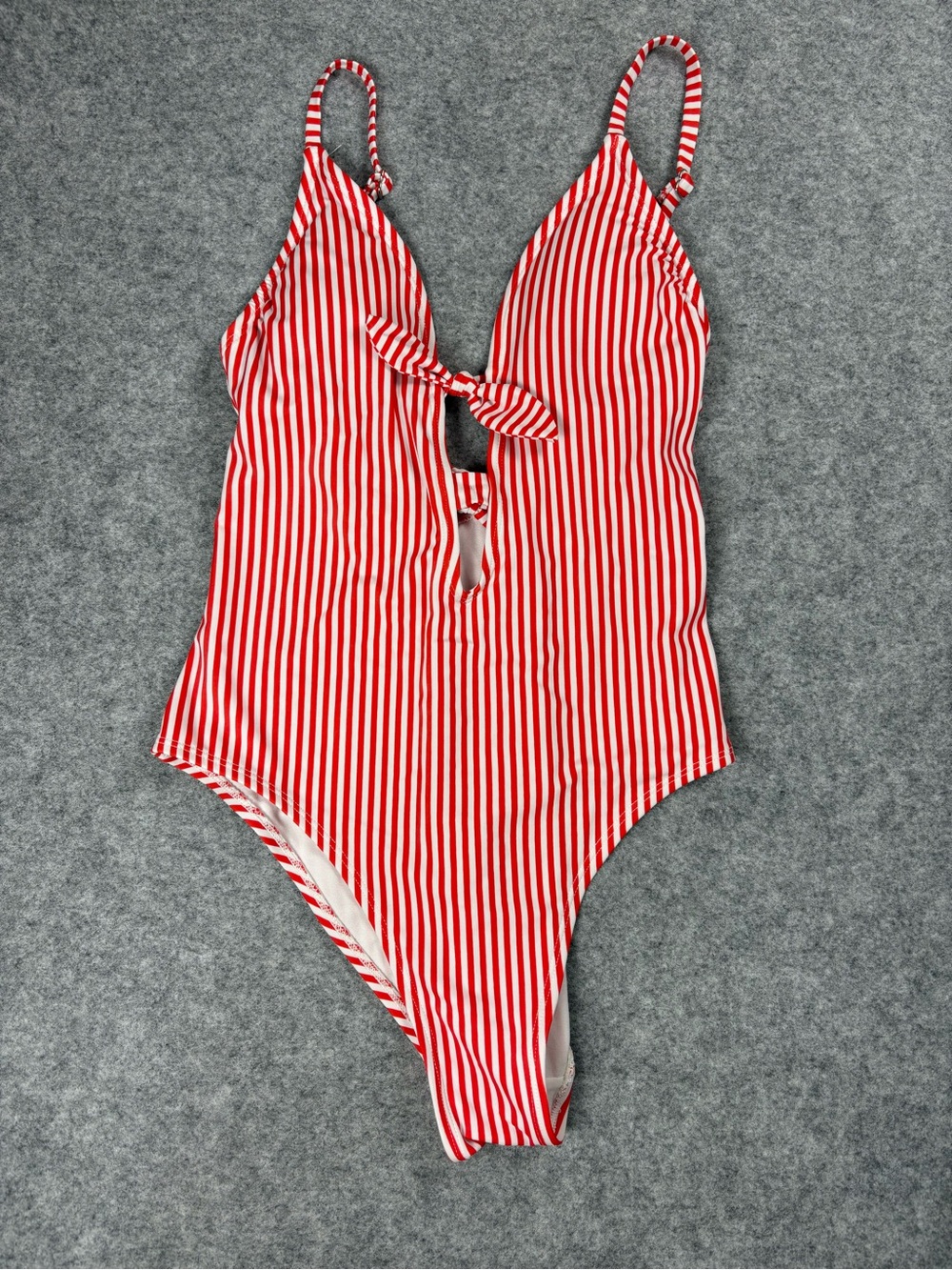 Xhilaration Red White Striped Tie Front One Piece Swimsuit S